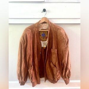 Gimo’s Vintage Tan Suede Leather Jacket Size Large